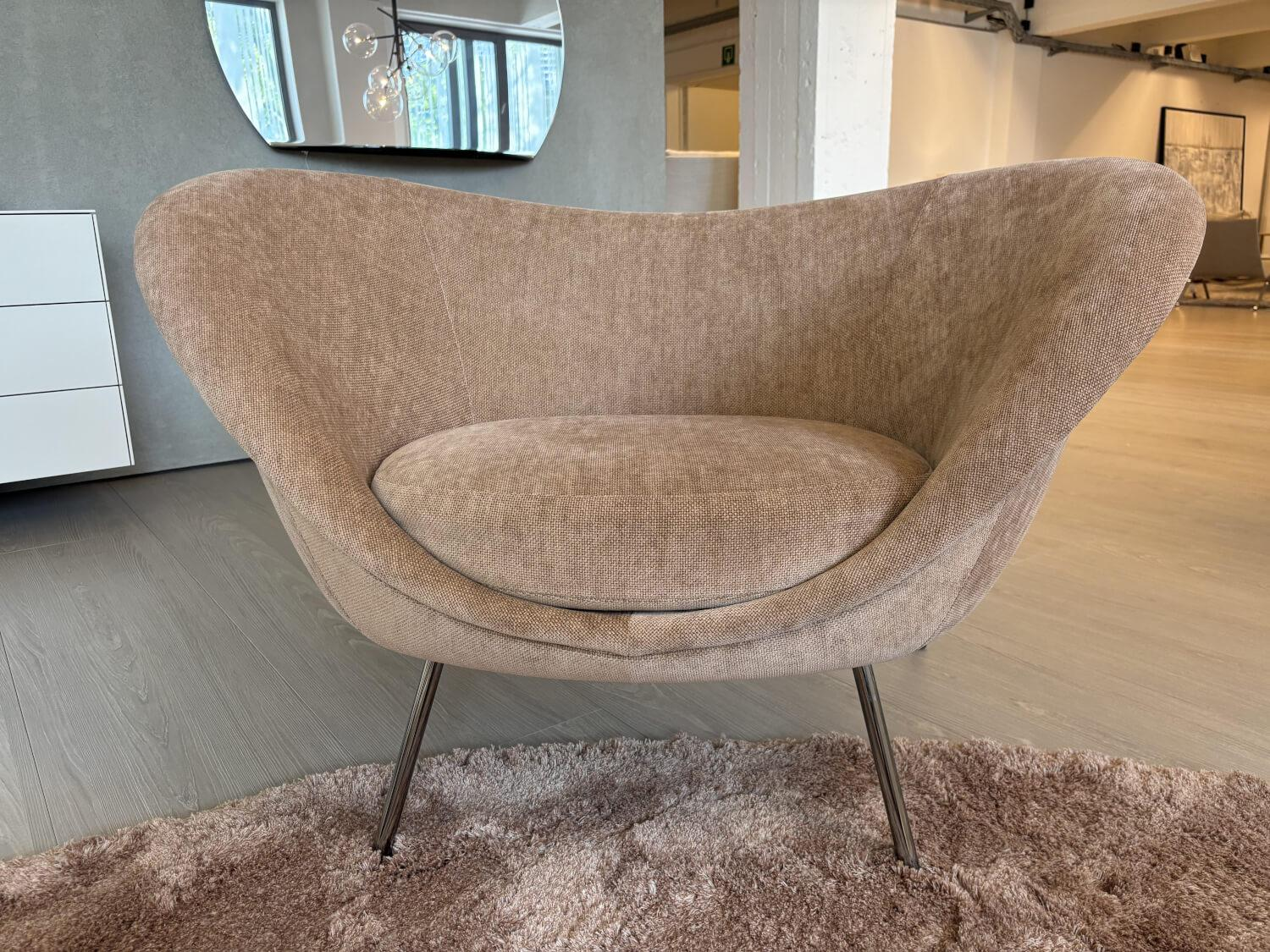 Molteni & C - Sessel Fauteuil Gio Ponti Stoff Wien Cipria Braun Füße Schwarzchrom - 4