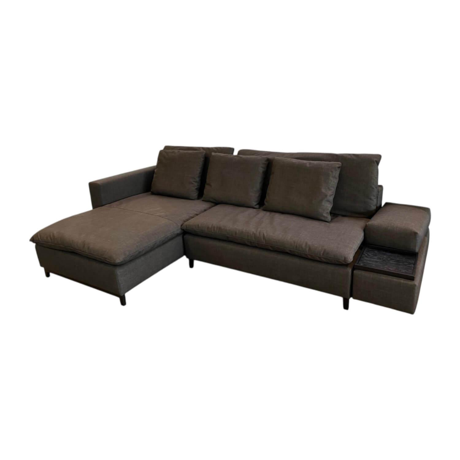 Signet - Schlafsofa Isla Stoff Reno Schiefer Grau Gestell Bügel Eiche Schwarz Inklusive Kissen Und Tablett - 1