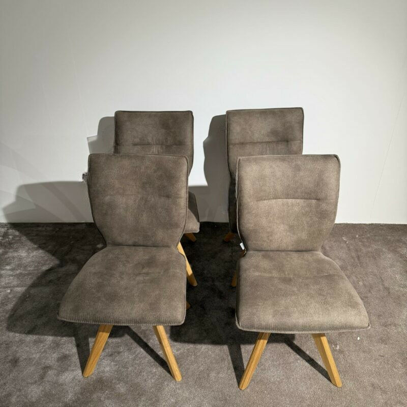 Niehoff - 4er Set Stuhl Natura Stoff Microfaser Aberdeen Stone Grau Kreuzfußgestell Eiche - 2
