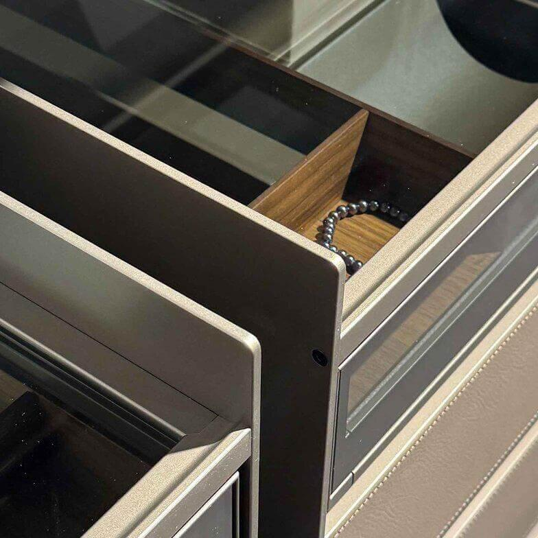 Rimadesio - Kleiderschrank System Zenit Glas Grigio Transparente Grau Struktur Bronzo Bronze Mit Beleuchtung - 3