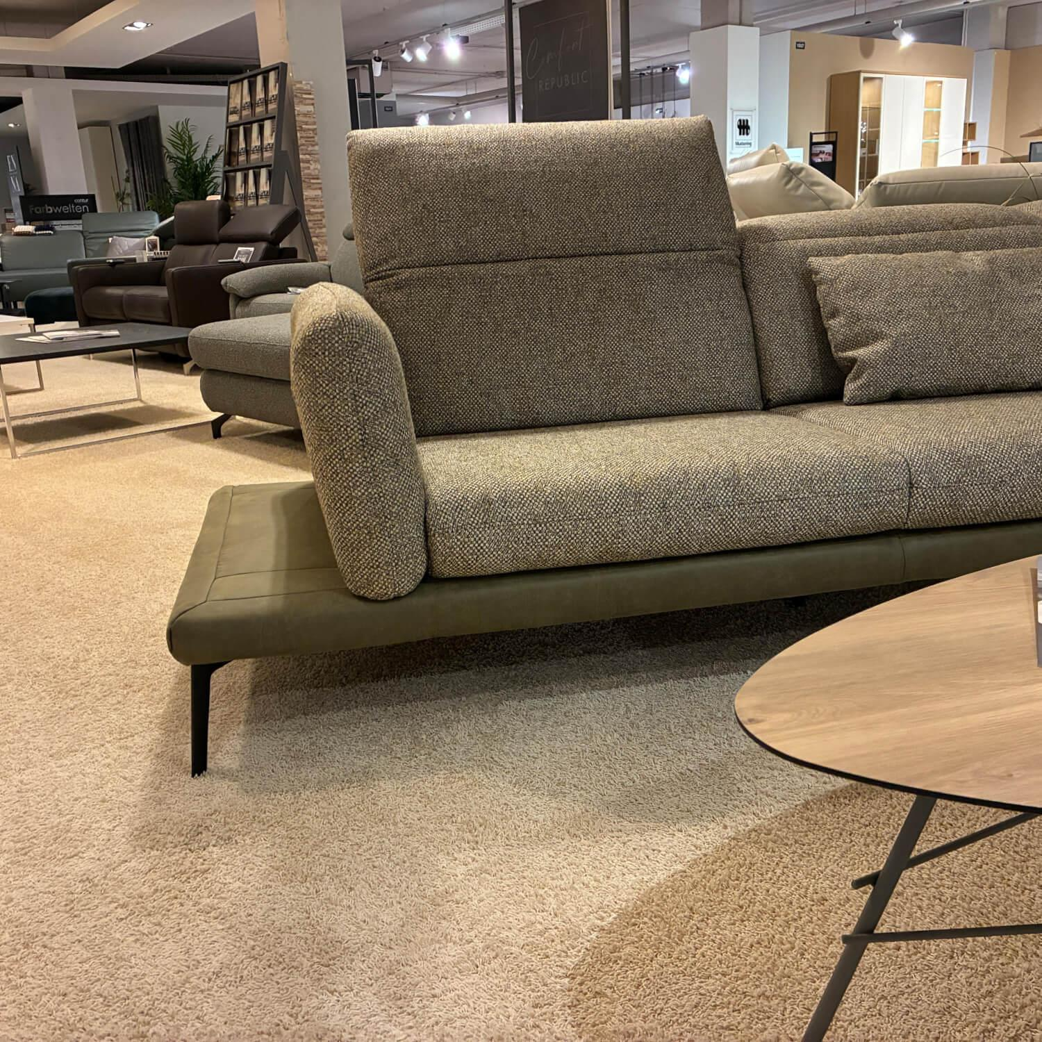 Comfort Republic - Ecksofa Elena Stoff AL Jazz Lime 400 Grau Grün Metallfüße Rund Schwarz Mit Klappbaren Armlehnen Inklusive Kissen - 5