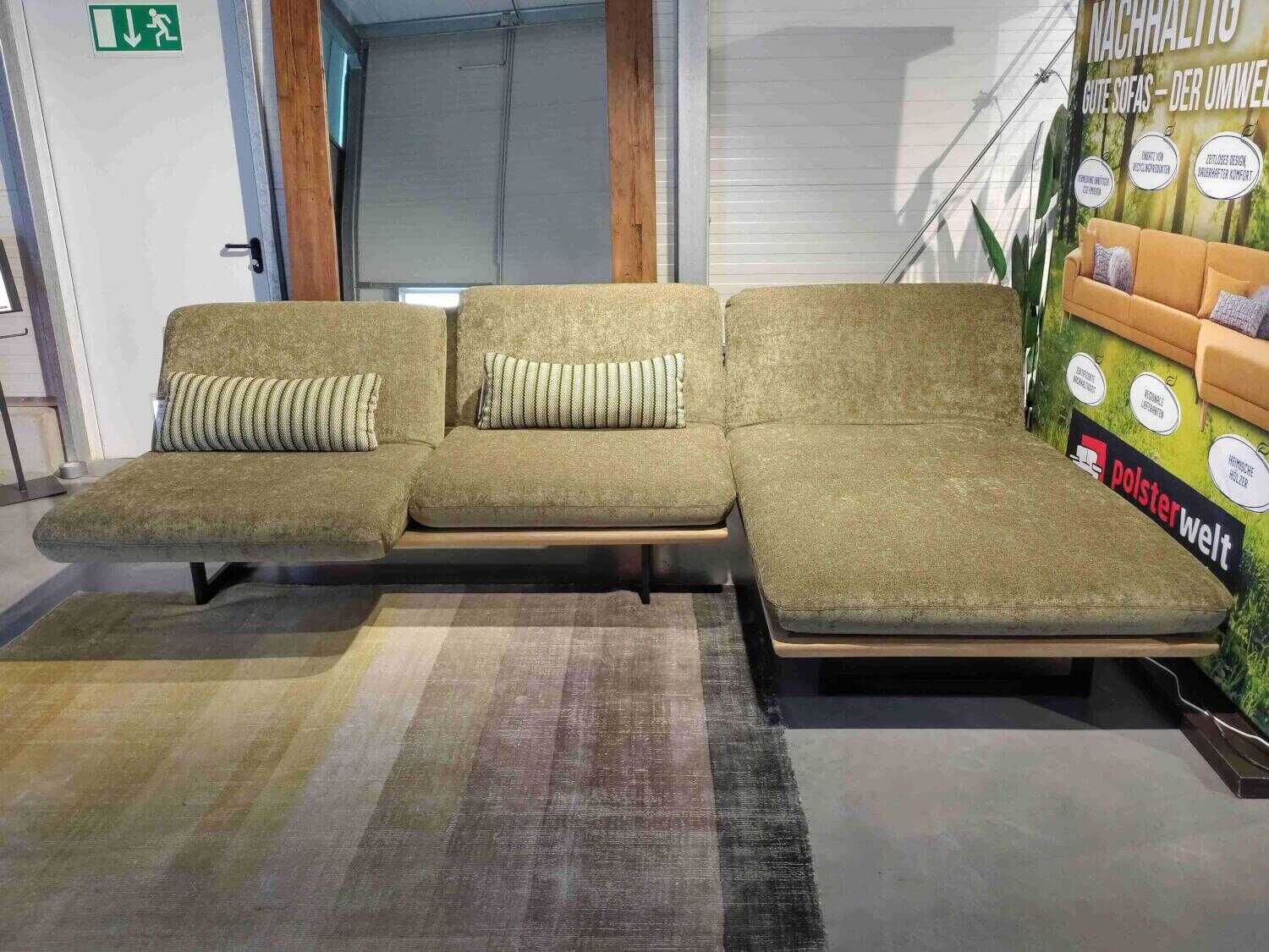 Restyl - Ecksofa Polly Stoff 2-6840 Grün mit 2 Nierenkissen - 9