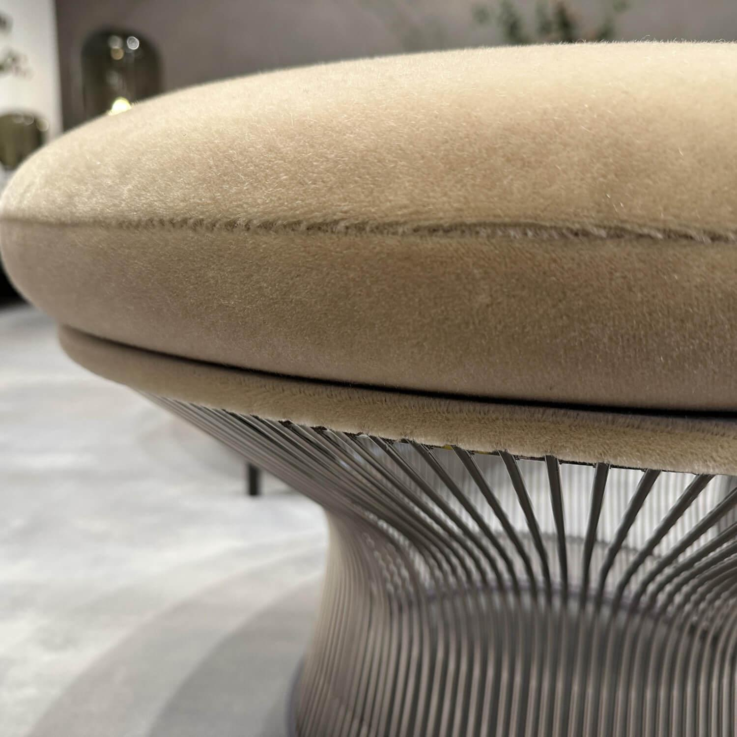 Walter Knoll - Hocker Platner Stoff Velvet Palomino Braun Beige Gestell Nickel Poliert - 2