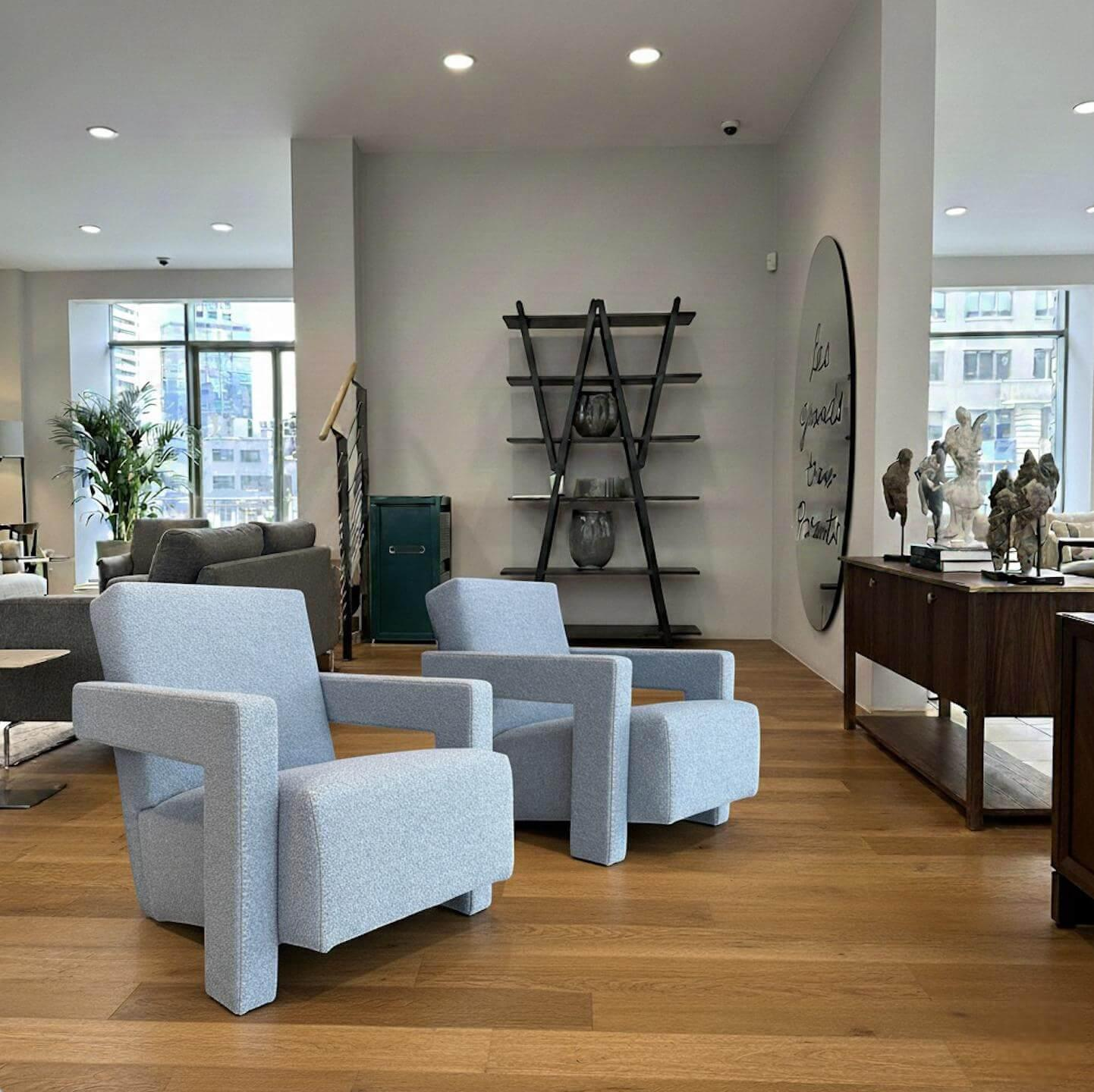 Cassina - 2er-Set Sessel Utrecht 637 01 Stoff Look 13L015 Cielo Blau Füße Kunststoff Schwarz - 4