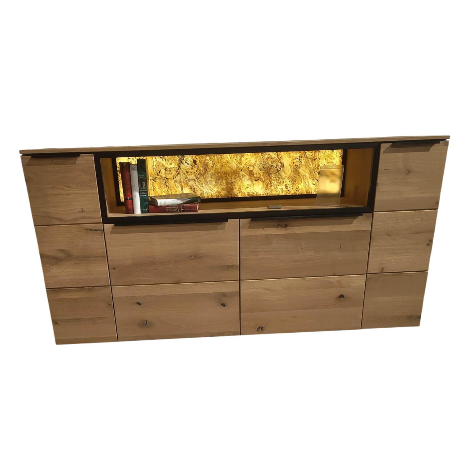 Decker - Sideboard Solantis Asteiche Bianco Geölt Massiv mit LED-Beleuchtung - 1