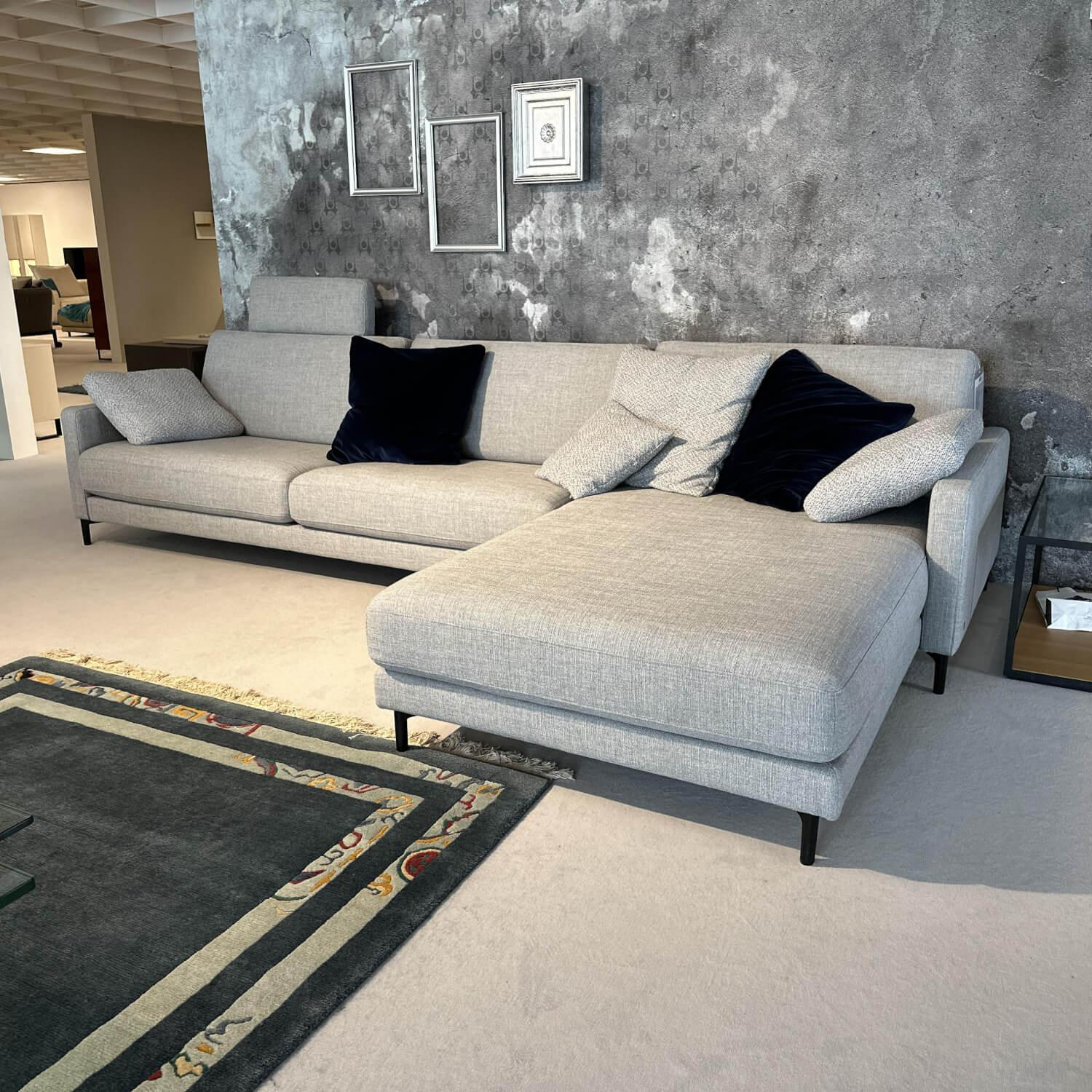 Rolf Benz - Ecksofa 011 Ego G Stoff 18 113 Signalgrau Gussfuß Aluminium Glatt Verkehrsschwarz Inklusive Kopfstütze Und Kissen - 4