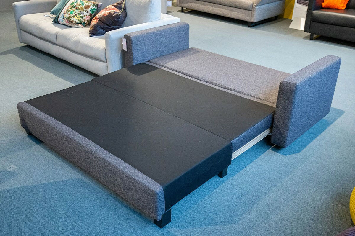 Franz Fertig - Schlafsofa Minnie Stoff E2055 Anthrazit Füße Schwarz - 6