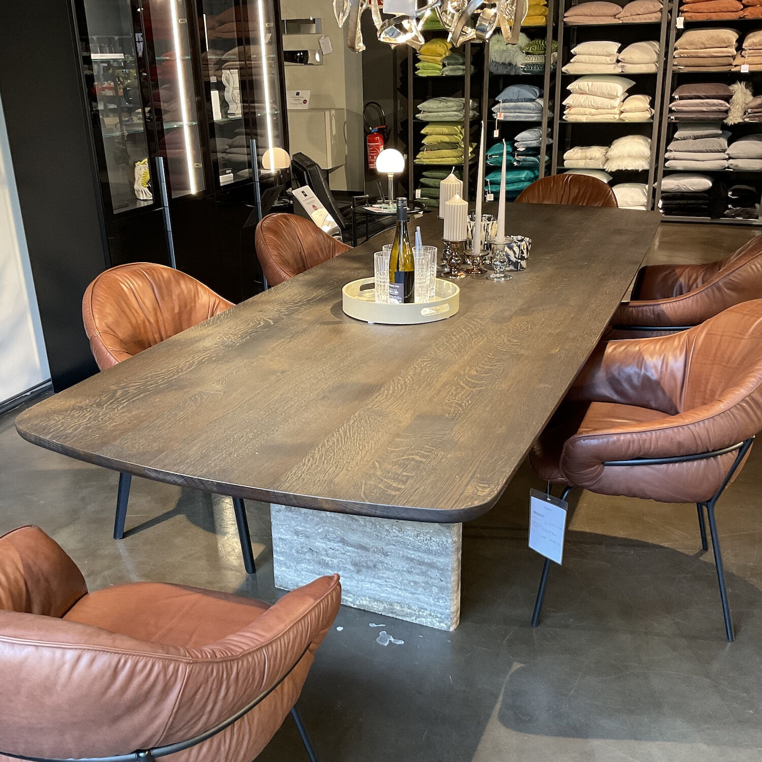 Janua - Tisch BC 17 T-Rox Platte Eiche Geräuchert Anthrazit Geölt Gestell Travertin Titanium - 6