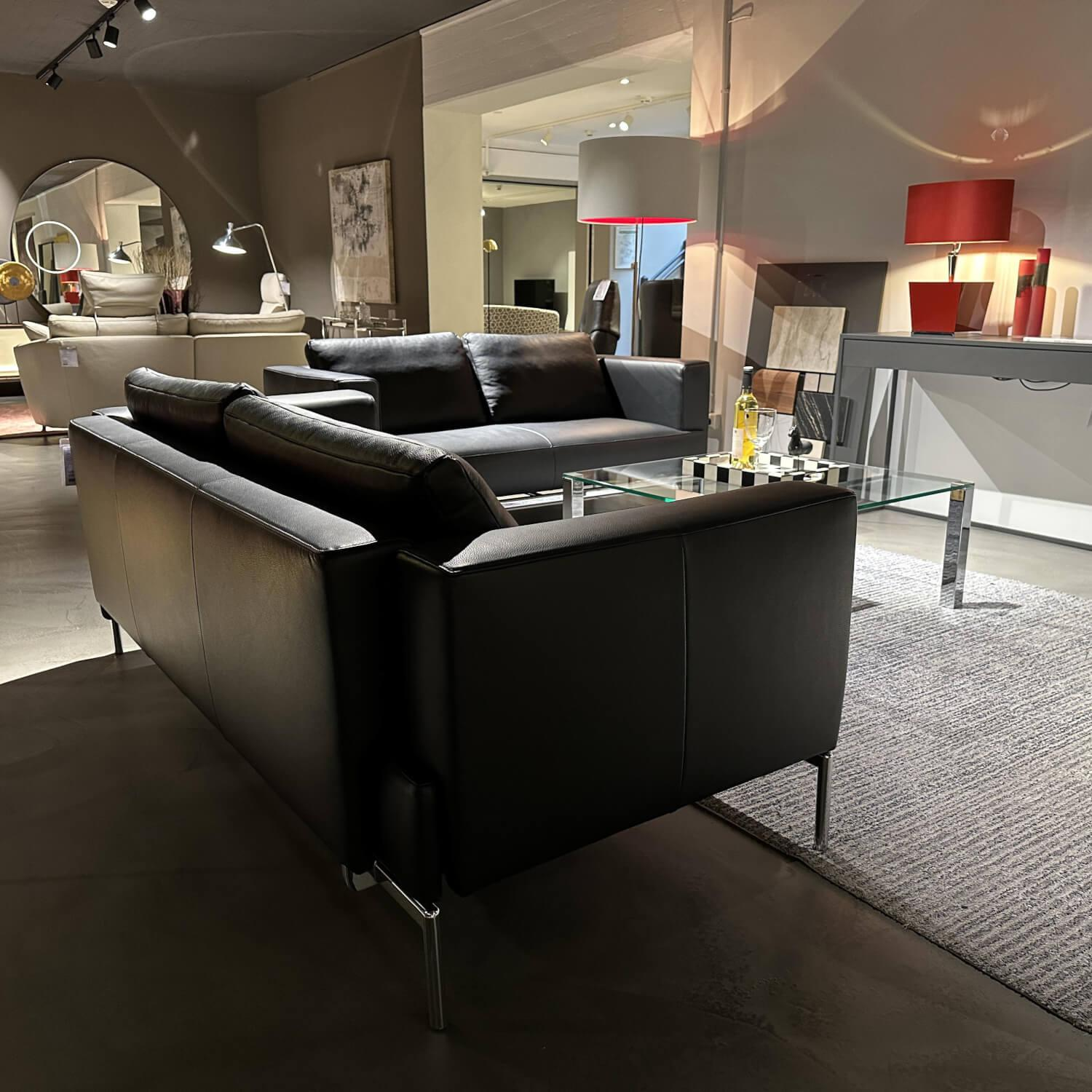 De Sede - Sofa Easy Leder A99 Schwarz Untergestell Hochglanz Verchromt - 3