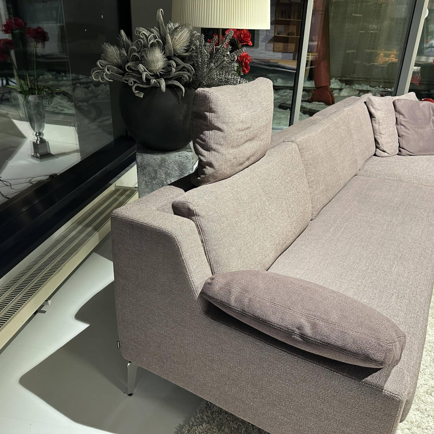 Werther - Ecksofa Skagen Stoff U 3255 K Tala Rosé Grau Rosa Gestell Chrom Glänzend Inklusive Kissen - 8