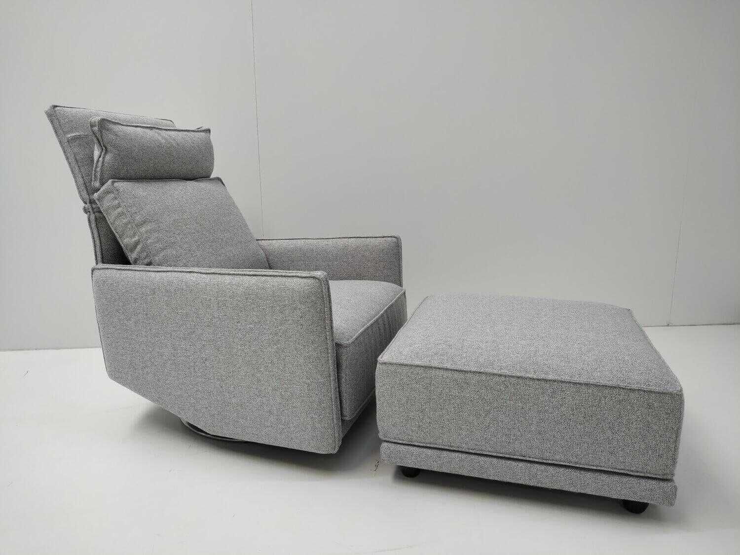 IP Design - Sessel Cube Lounge Stoff Mara Grau mit Hocker - 3
