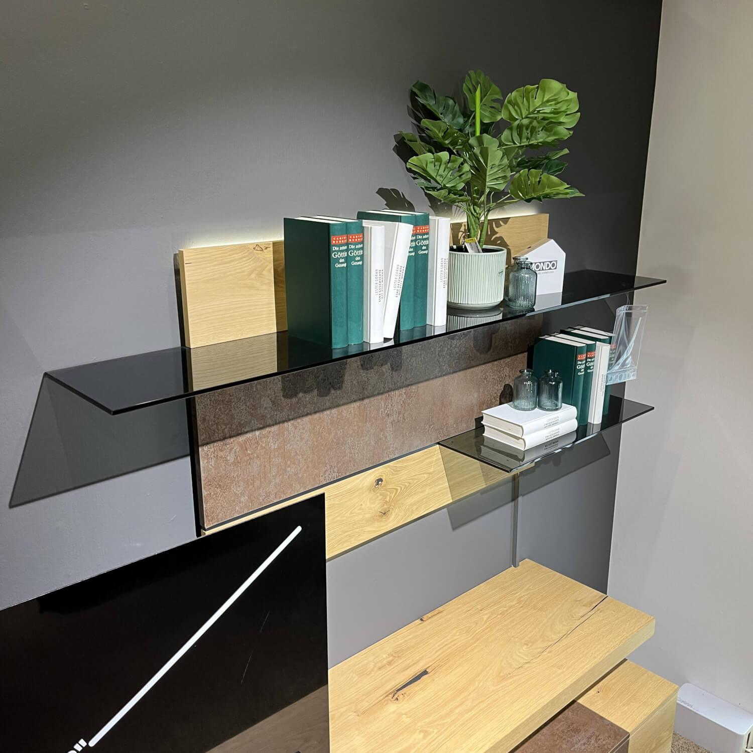 Gwinner - Wohnwand Mondo Cantato CN7 Balkeneiche Natur 2205 Akzent Rostoptik - 4