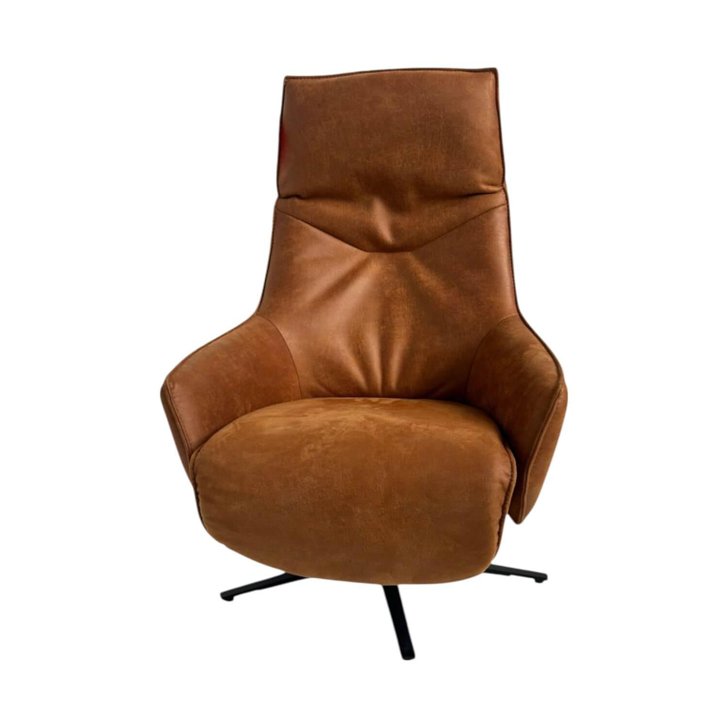 himolla - Relaxsessel 7162 S Lounger  Stoff 13 Nevada Cognac Braun Sternfuß Schwarz Inklusive Aufstehhilfe - 1