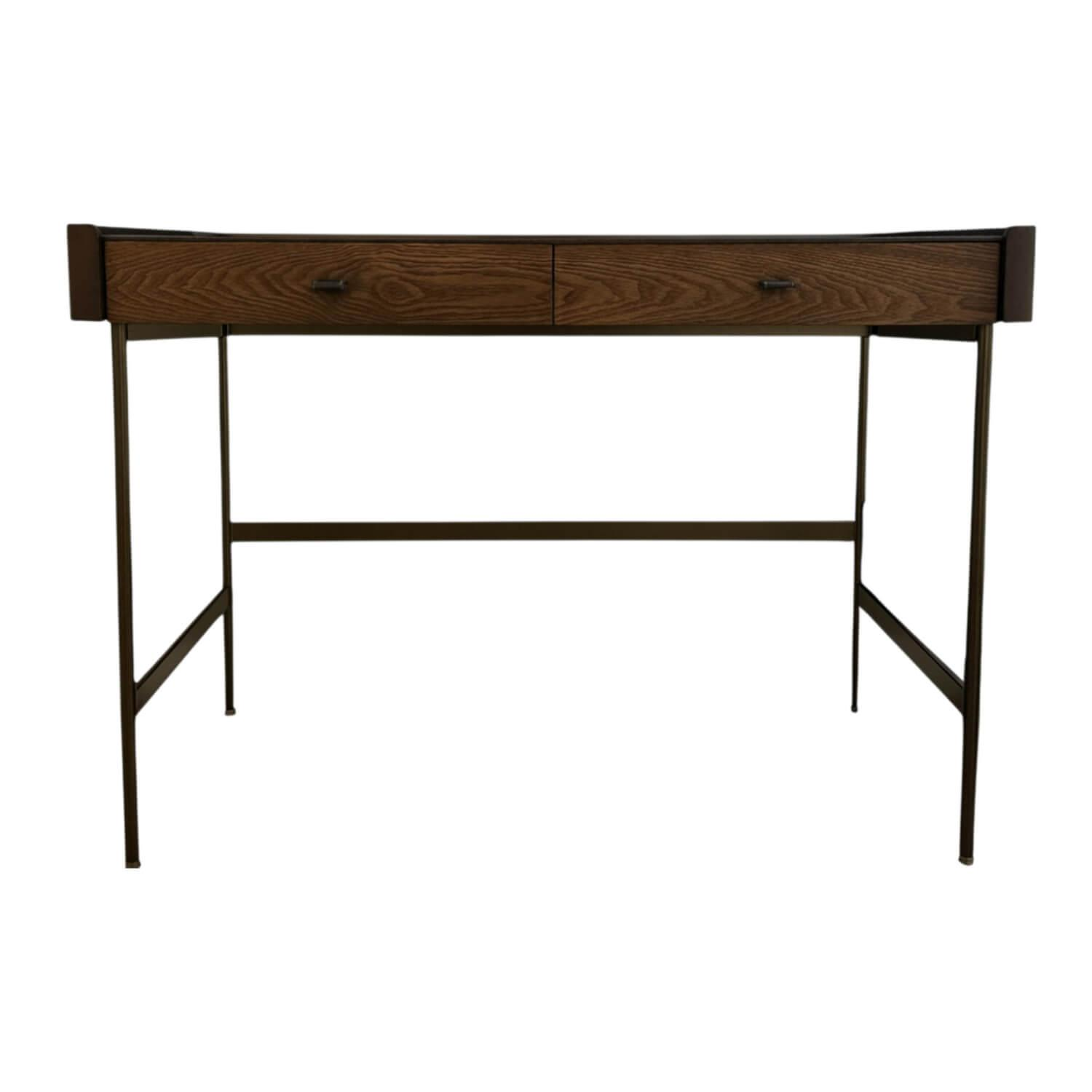 Porada - Schminktisch Dafto Esche Nussbaumfarbig Gebeizt Metall Bronzefarbig - 1