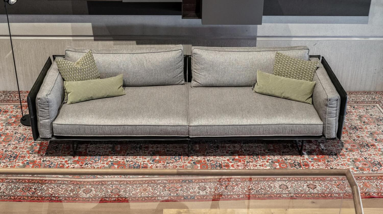 IP Design - Sofa Cube Air Leder Gascogne Espresso Braun Stoff Noah Grau - 3