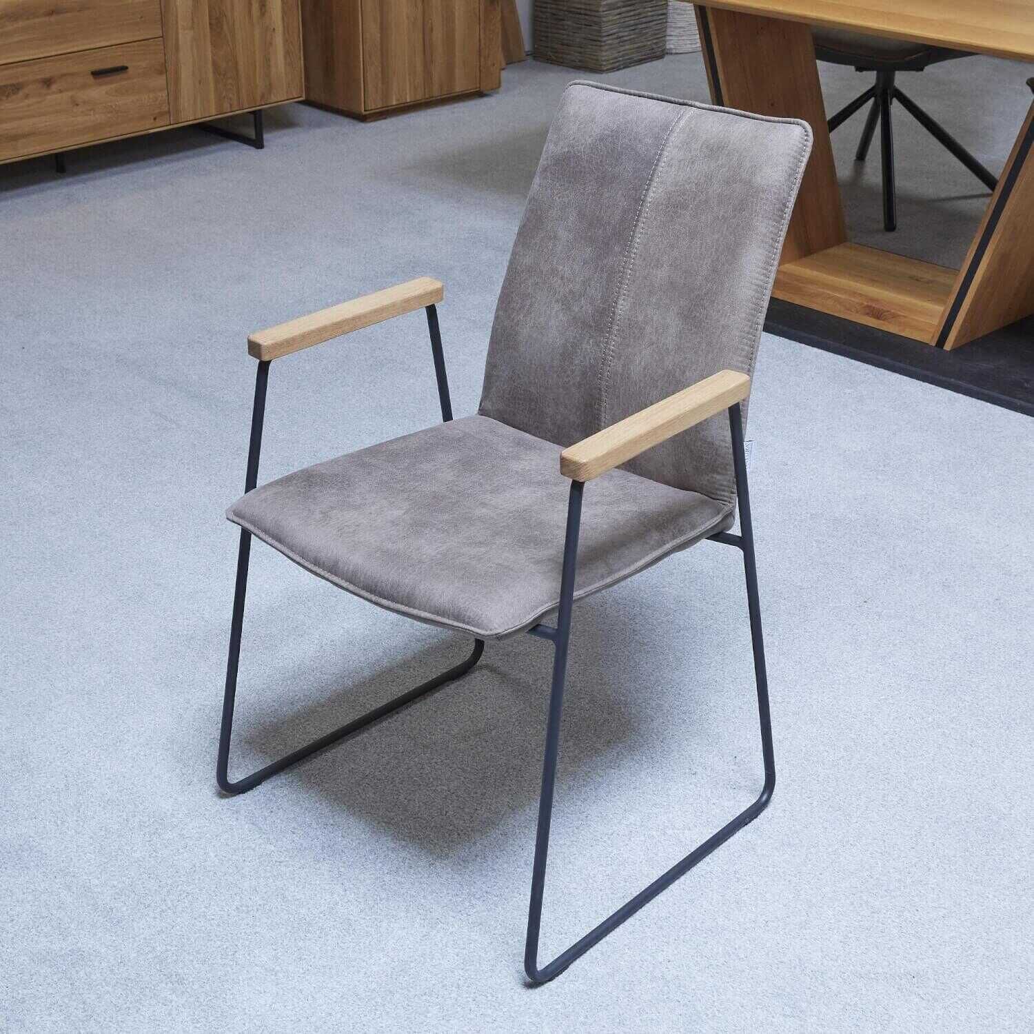 Natura - 6er-Stuhlgruppe Microfaser Aberdeen Stone Gestell Rundrohr Eisen Schwarz - 9