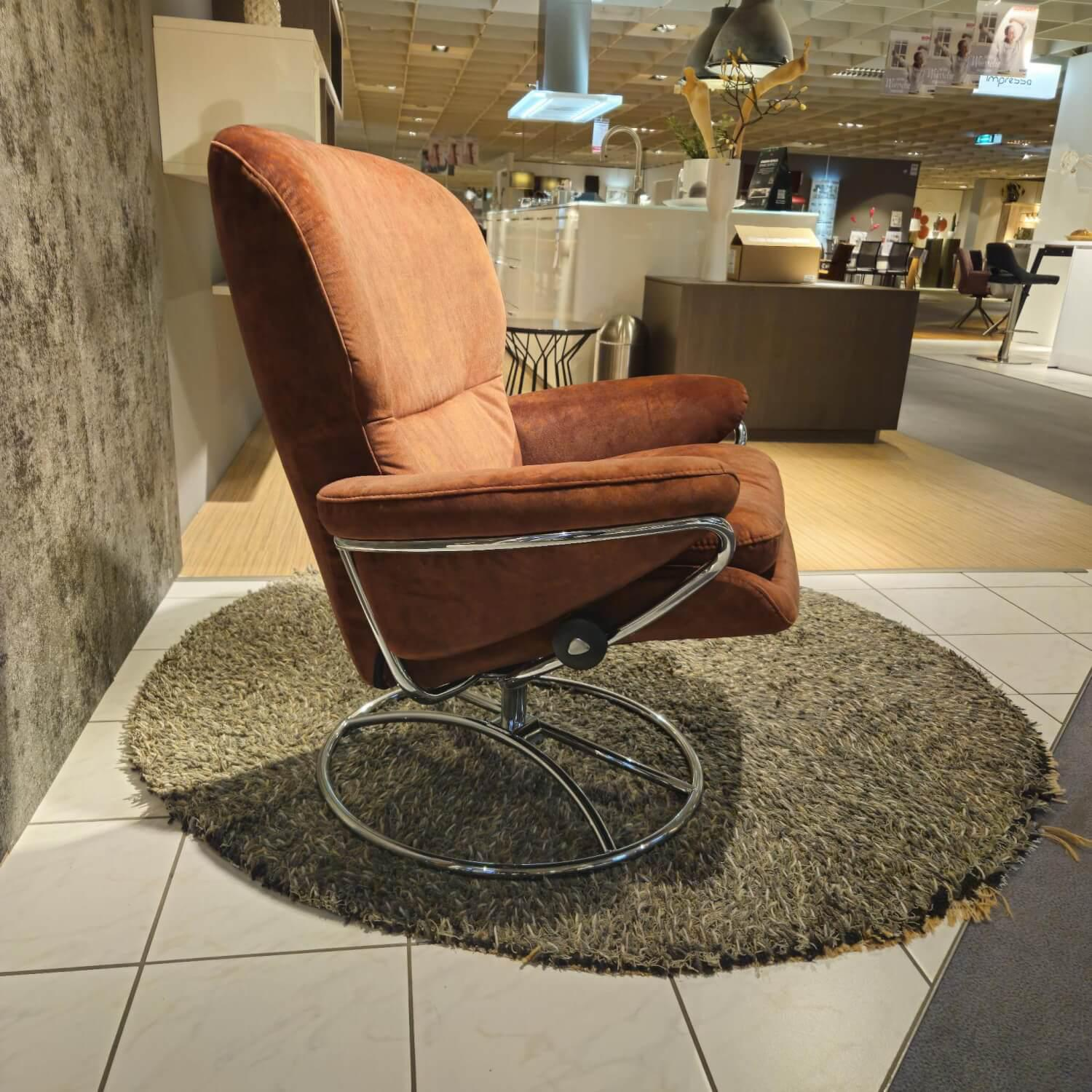 Stressless - Sessel Rom Stoff 1 Magnolia Copper 42 Braun Gestell Chrom - 2