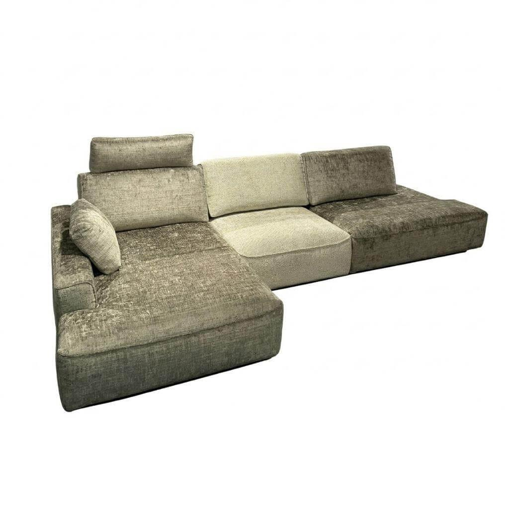 WK Wohnen - Ecksofa Cubico 640 Stoff JAB 23032/22031 Grau Grün - 1