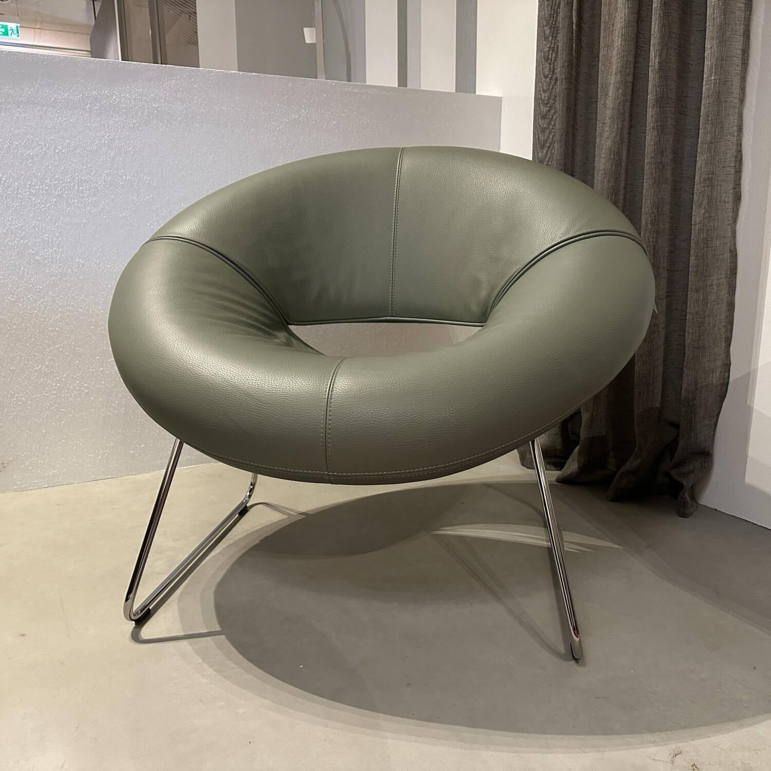 Leolux - Sessel Mimas Leder 51869 Senso 6110 Olivine Grün Gestell Metall Verchromt - 6