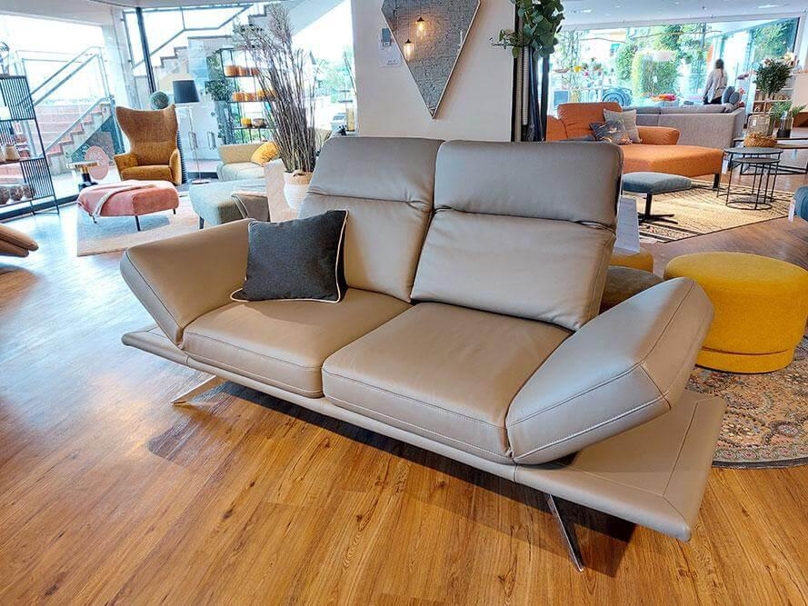 Comfort Republic - Sofa Sophie Leder Lava Grau Metallfuß MF1 Verchromt - 3