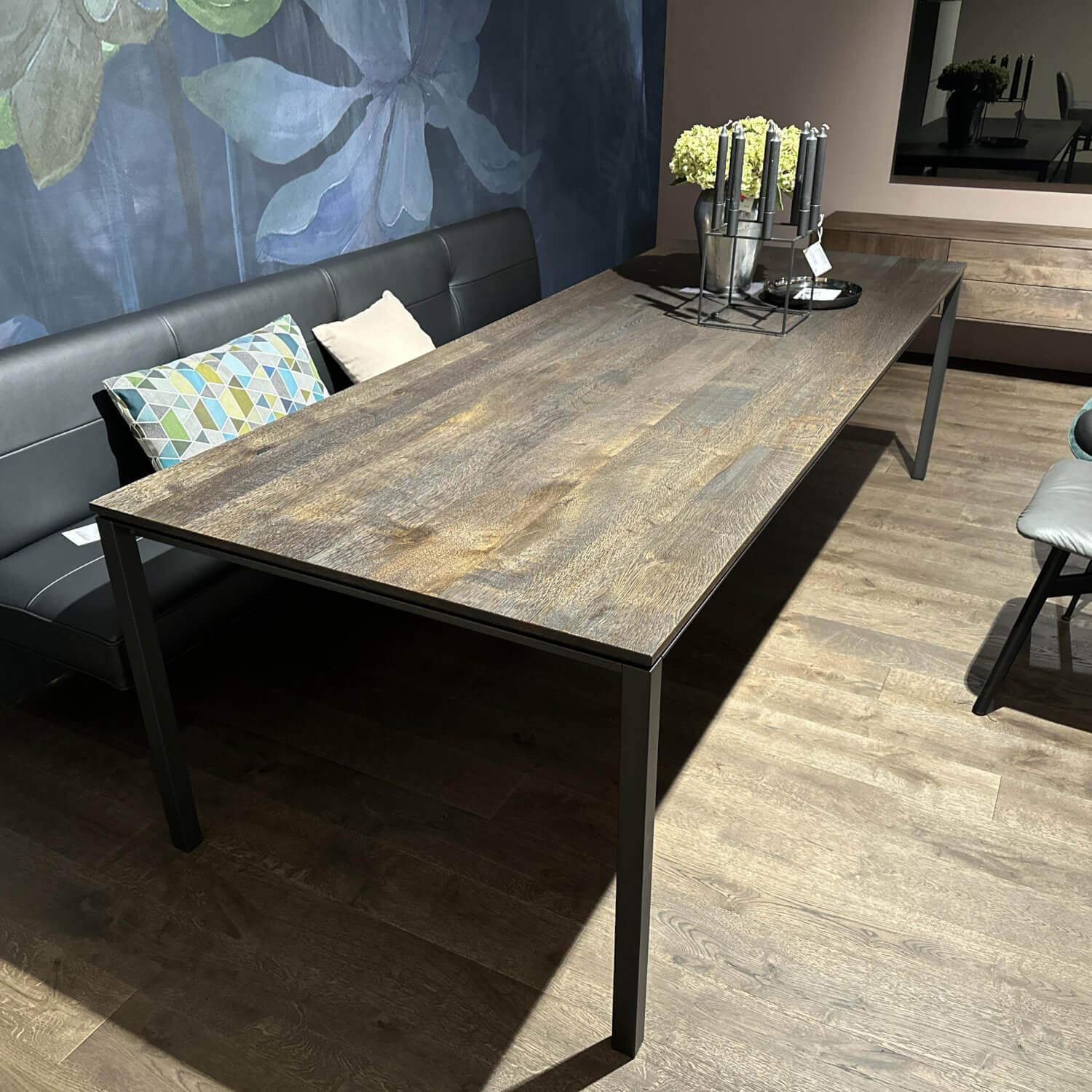 Janua - Tisch S600 Platte Eiche Geräuchert Anthrazit Geölt Und Gebürstet Gestell Rohstahl Lasur Double Brand Color Schwarz - 6