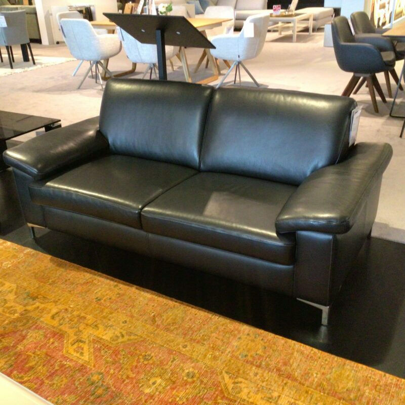 Sofa MR 2875 2-Sitzer Leder Z7799 Black Pearl Schwarz Füße Metall