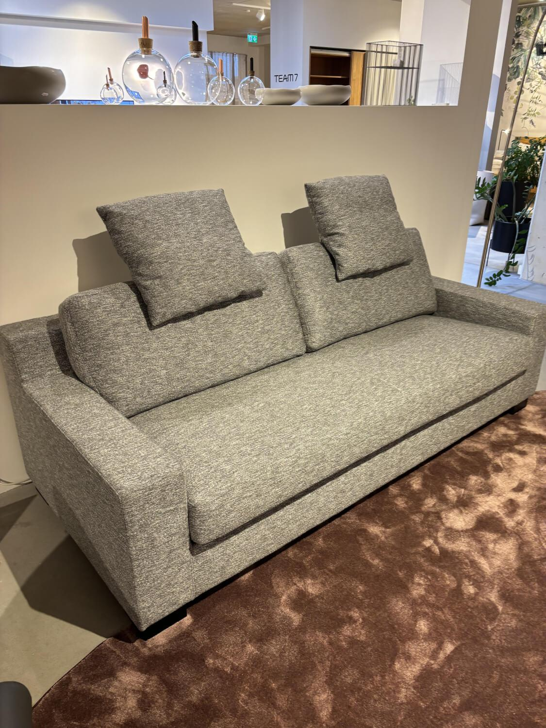 Bielefelder Werkstätten - Sofa Inspiration Stoff Boston 1801 181 Grau Meliert mit 2 Kissen - 7