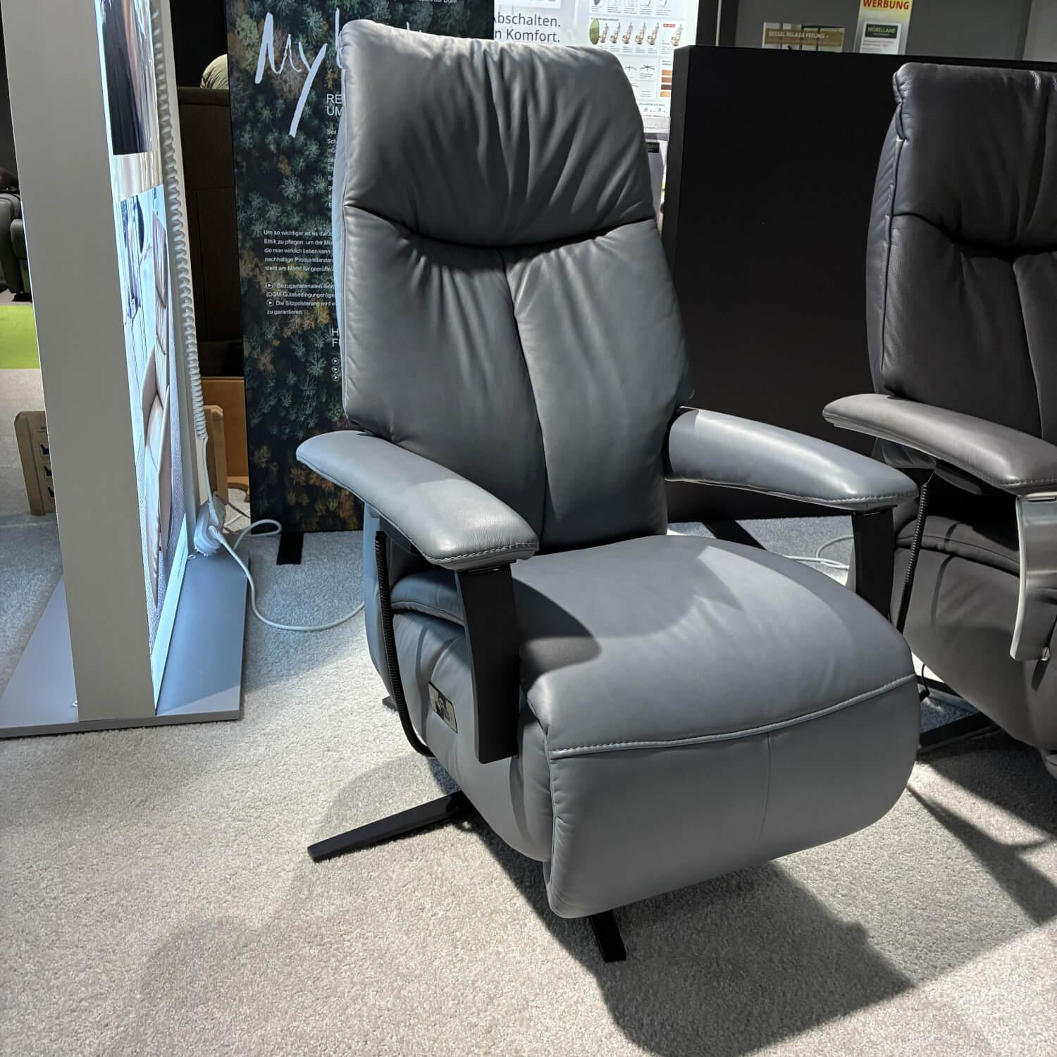 himolla - Relaxsessel 4561 Leder Longlife 24 Aqua Grau Blau Sternfuß Anthrazit Pulverbeschichtet - 6