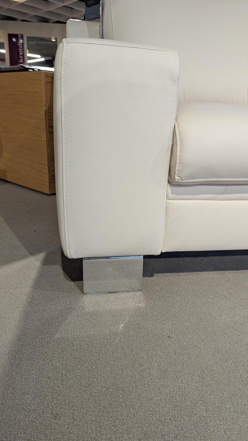 Polinova - Sofa Allround Leder Vivre Ecru Beige Rücken Unecht Metallfuß Hochglanz - 4