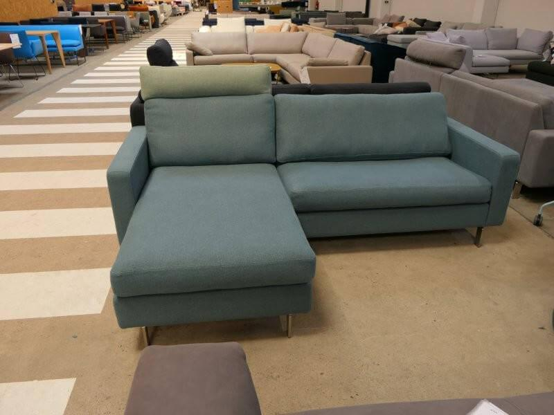 COR - Corner sofa Conseta fabric 8310 aqua blue blue Narrow feet stainless steel V2A brushed With headrest fabric 8305 mint green green - 14