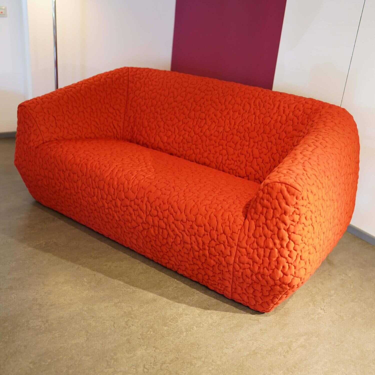 Sofa Uncover Stoff Moby Flame Orange Mit Hocker