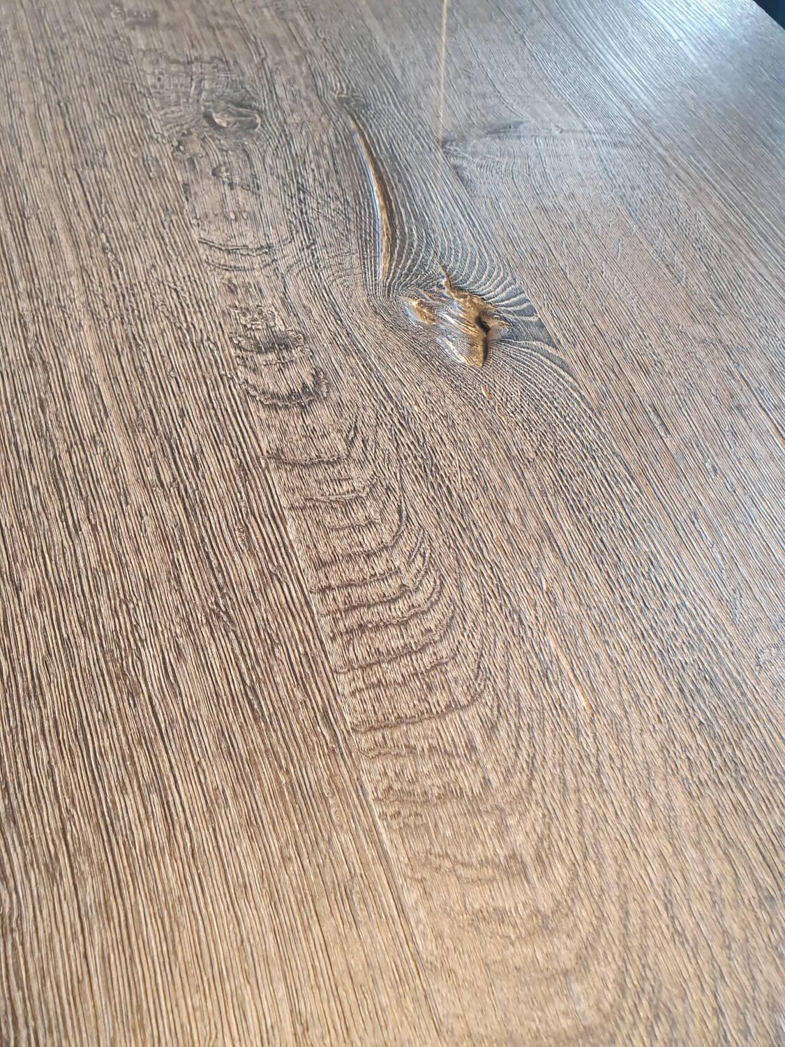 Janua - Esstisch SC41 Platte Eiche Geköhlt Und Gekalkt Gestell Rohstahl Natur Lackiert - 8