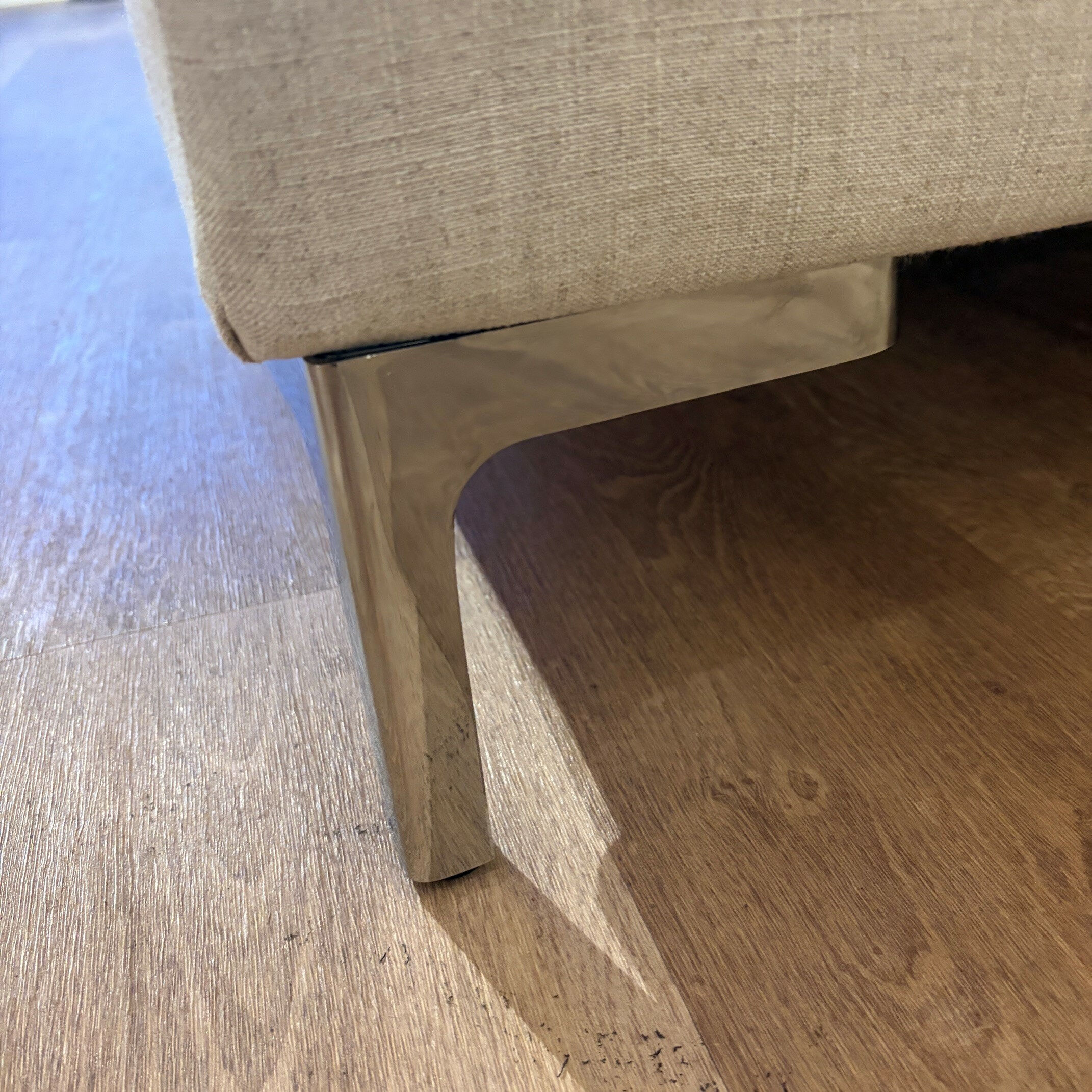 Treca Interiors - Polsterbett Moderne Stoff Two Tone CA1681 074 Sand Beige Füße Metall Verchromt Inklusive Matratzen - 6
