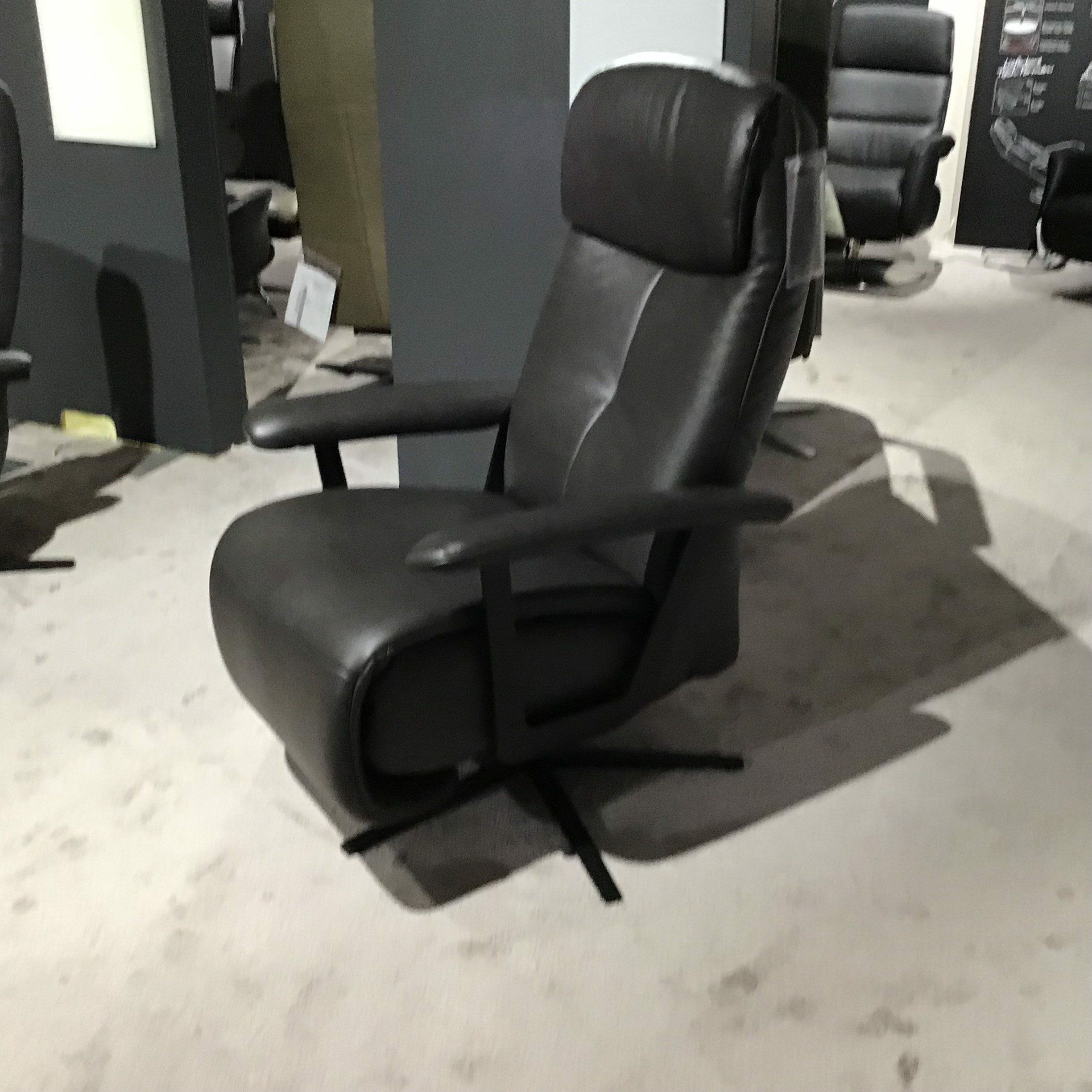 himolla - Sessel EM Duisburg XL Leder Mariposa Onyx Schwarz Sternfuß Metall Anthrazit Mit Motorischer Verstellung - 4