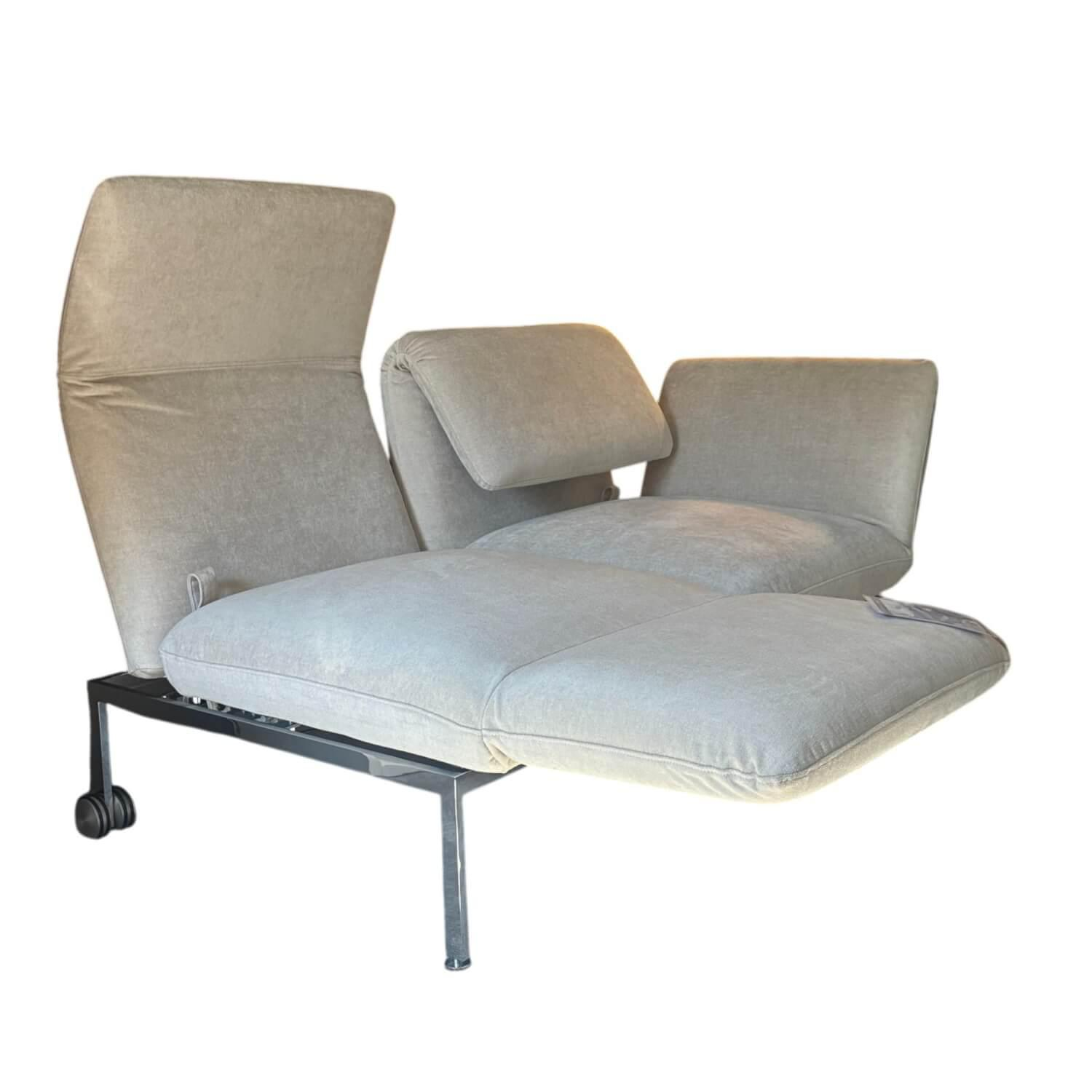 Brühl - Sofa Roro Small Stoff 3613 0045 Beige Grau Gestell Metall Verchromt Mit Verstellfunktion - 1