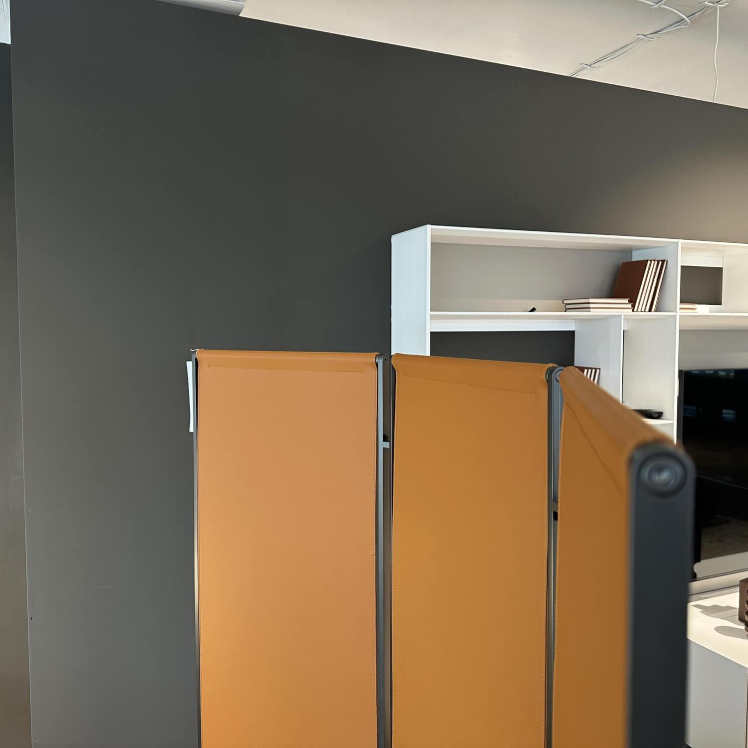 B&B Italia - Paravent Quiet Lines Leder Gamma 370 Terra Braun Gestell Nickel Bronzefarben Lackiert - 4