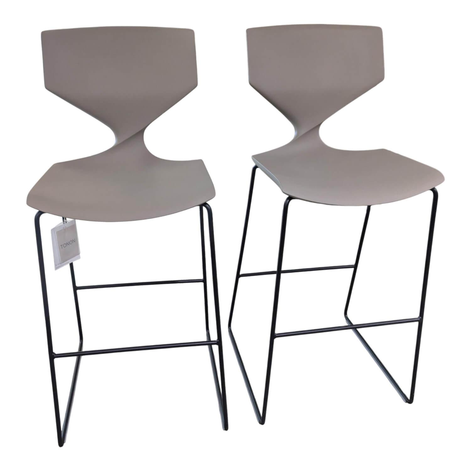 Tonon - 2er Set Barhocker Quo Stool Soft Touch 910 Grau - 1