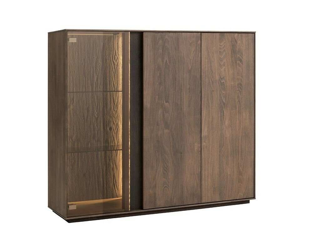 Natura - Highboard SH06 Saratoga Buche Massiv Silbergrau Geölt  - 1