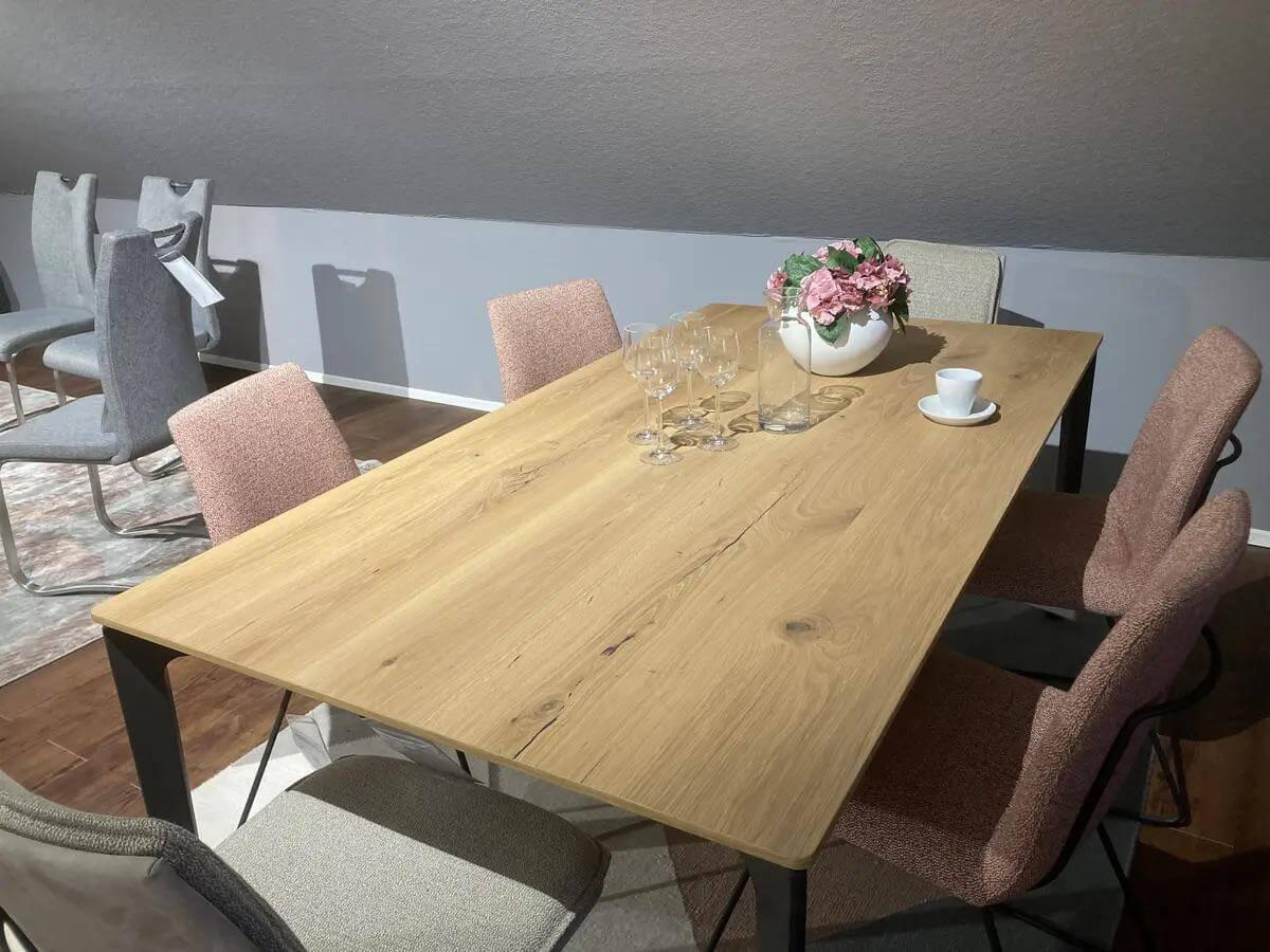 Venjakob - Esstisch ET282 Platte Satanaeiche Hell Geölt Gestell Metall Anthrazit Lackiert Inklusive Klappeinlage - 4