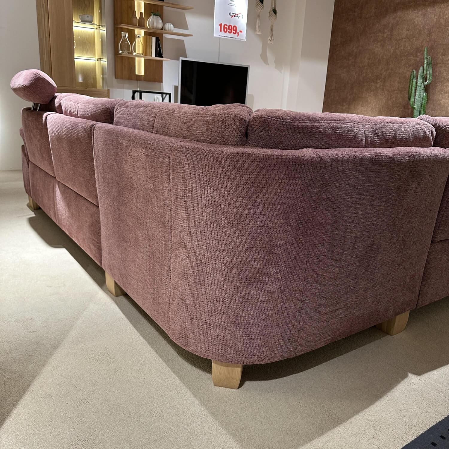 Systempolster - Ecksofa PP-LA21008 Stoff Famosa Wine Violett Gestell Holz Inklusive Kopfstütze Kissen - 3