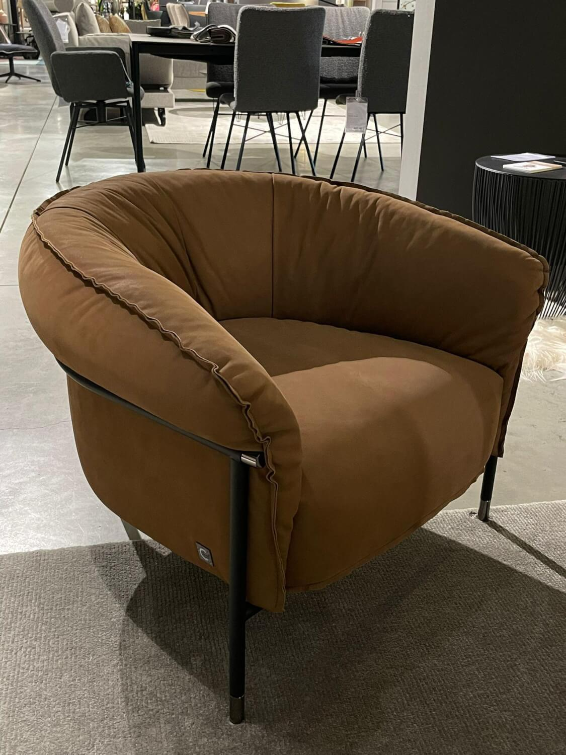 Cierre - Sessel Mac Leder Cat. 5 Natvelour. 77 Braun Füße Chrom-Schwarz - 4