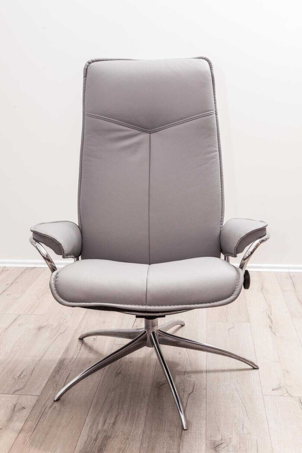 b77597a05c1d4d81aa840295ebbbf603 Stressless - Sessel City High Back Leder Grau Batick Star Mit Hocker - 4