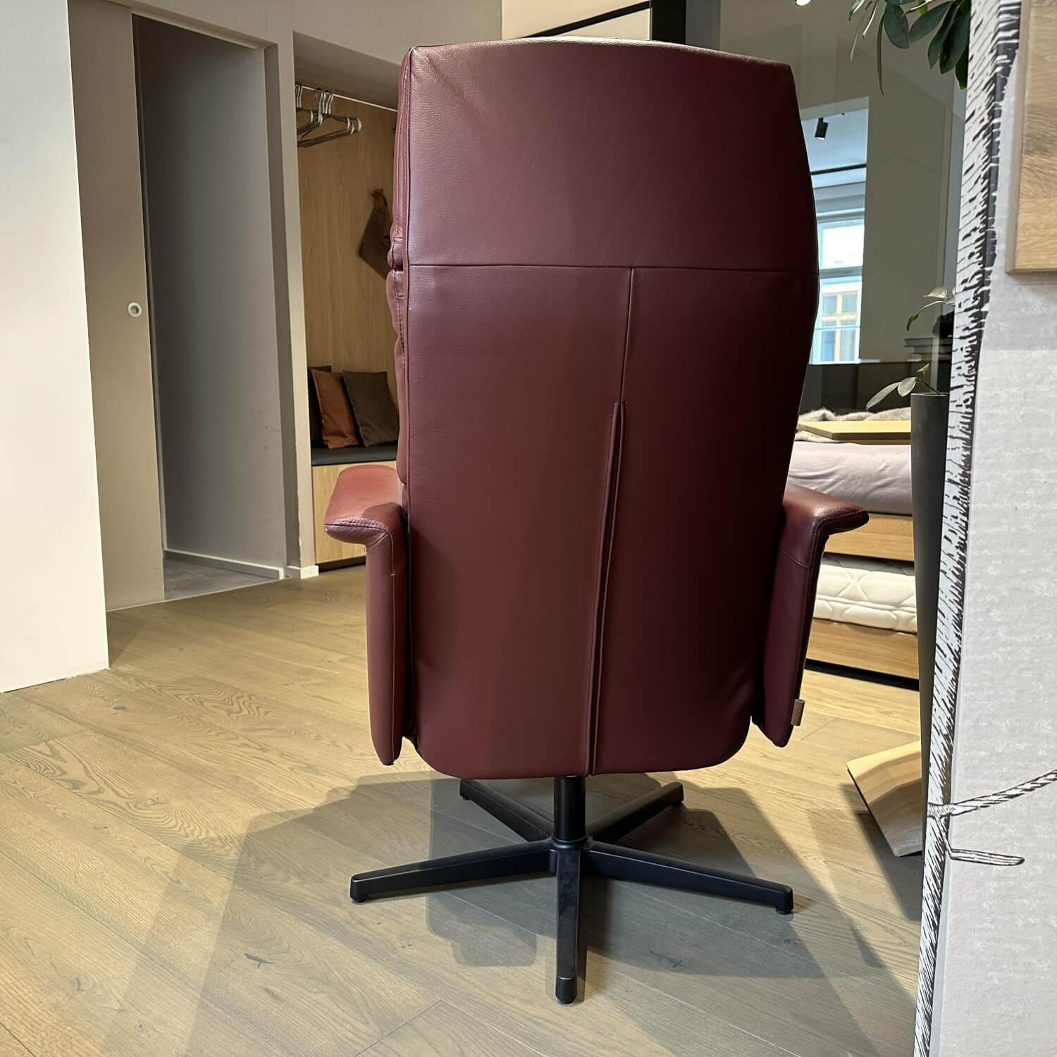 Durlet - Relaxsessel Jackson Leder Royal Burgundy Rot Sternfuß Schwarz Mit Elektrischer Verstellung - 10