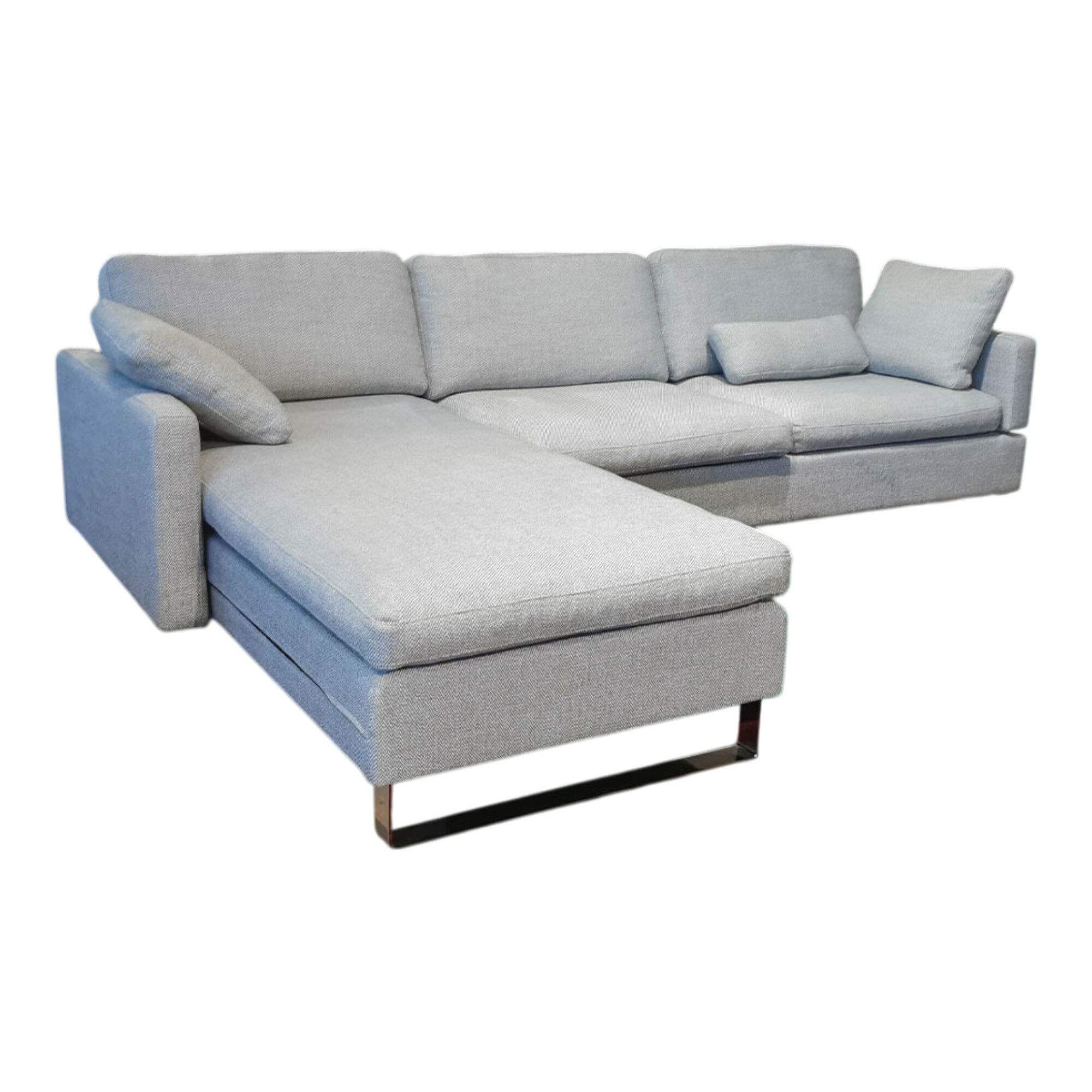 Brühl - Ecksofa Alba Stoff 4459-60 Hellgrau Gestell Metall Verchromt Glänzend mit Kissen - 1