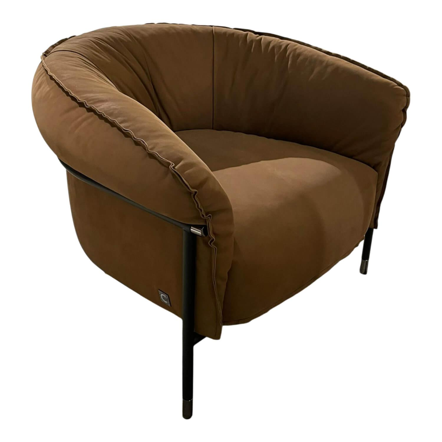 Cierre - Sessel Mac Leder Cat. 5 Natvelour. 77 Braun Füße Chrom-Schwarz - 1