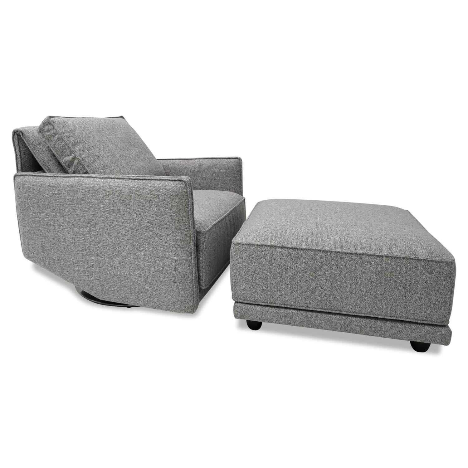 IP Design - Sessel Cube Lounge Stoff Mara Grau mit Hocker - 1