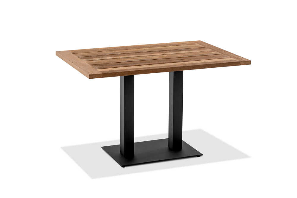 Tisch Bistro Gestell Stahl Verzinkt Anthrazit Tischplatte Teak