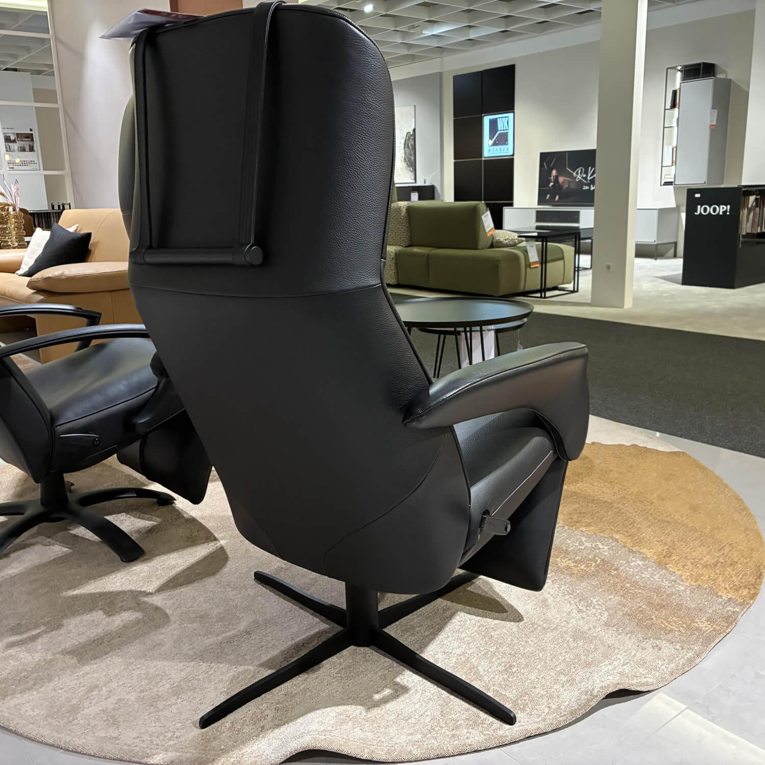 Jori - Sessel Symphony JR-7960 Mono-Move-Medi Leder Celia Nero 4-Sternfuß Schwarz Gewellt Lackiert Inkl. Kissen - 5