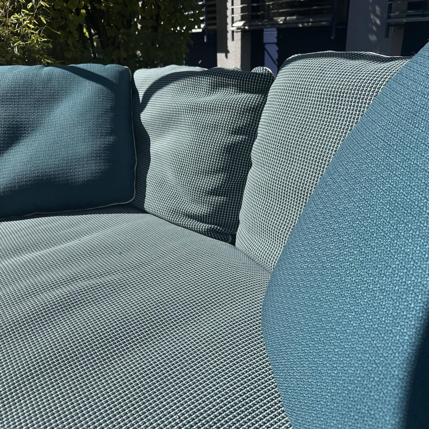 Cassina - Outdoor Sofa Esosoft Polster Stoff Laguna Small Oceano Grün Blau Geflecht Kunstfaser Gestell Metall Beschichtet Weiß Mit Kissen - 2