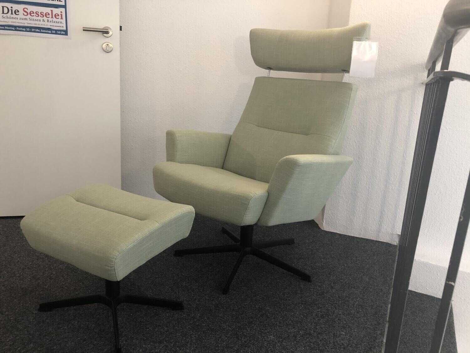 Sessel Relieve C-Chair Stoff Light Green Grün mit Kippfunktion und Hocker